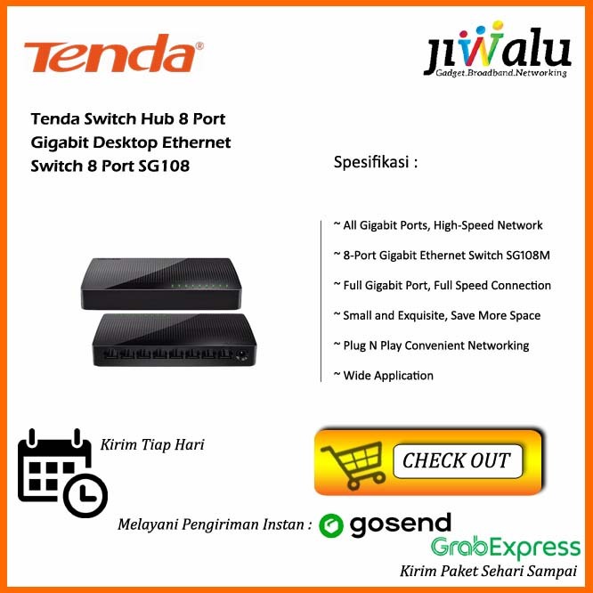 Tenda Switch Hub 8 Port SG108 Gigabit Desktop Ethernet Switch 8 Port