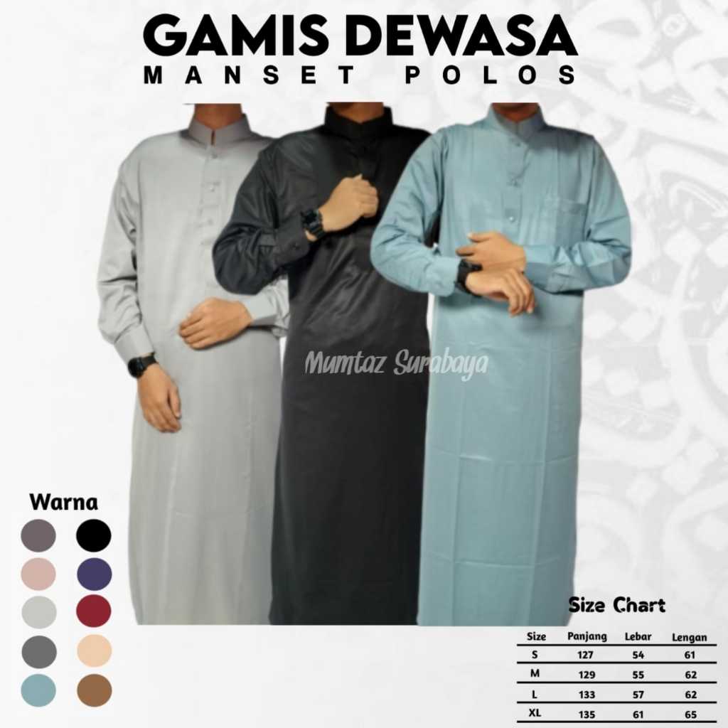 Gamis Pria Gamis Manset Jubah Pria Putih Polos Gamis Pria Lengan Panjang Gamis Pria Dewasa Jubah Sau