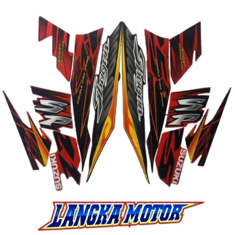 Shogun Striping Stiker bodi Suzuki SHOGUN 125 SP Merah Hitam