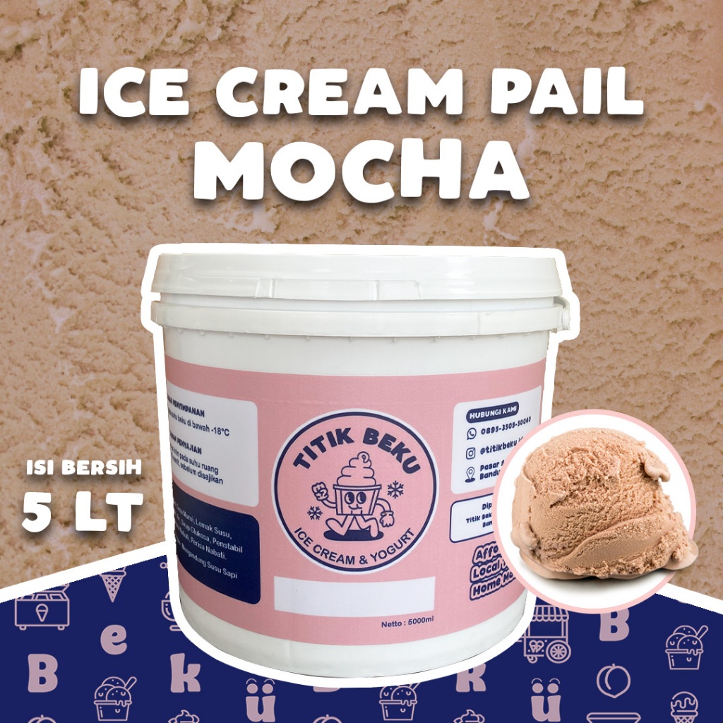 

TITIK BEKU ICE CREAM 5 LITER MOCHA MOKA / PAIL / EMBER / ES KRIM LITERAN