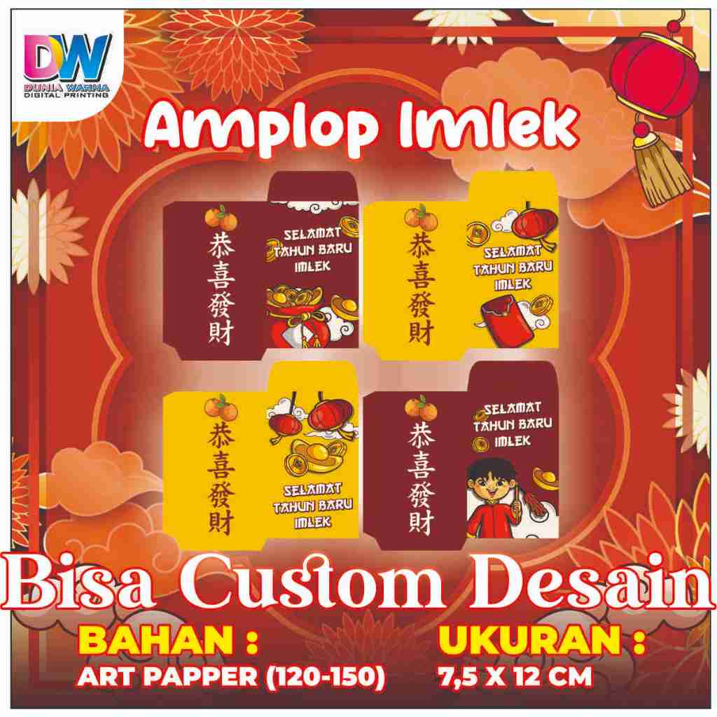 

Amplop Imlek/ Cetak Amplop Imlek/ A,plop Imlek Custom/ Free Desain/ Selamat Tahun Baru Imlek