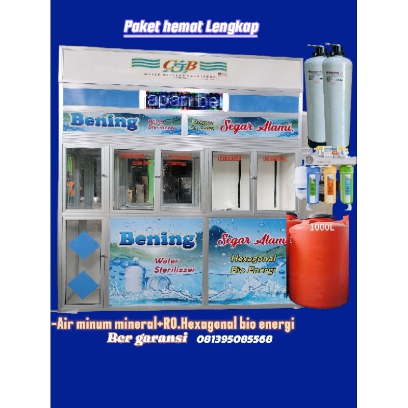 Filter Air Isi Paket Alat Depot Air Minum RO dan Hexagonal 1000 GPD Lengkap dengan Tangki dan Steril