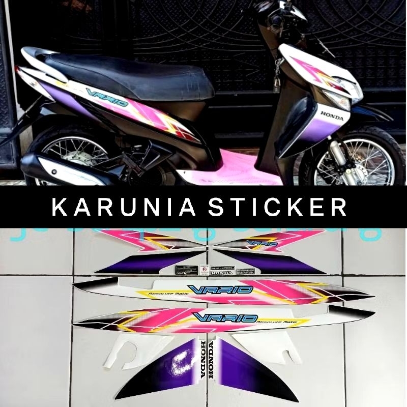 Striping lis sticker standar honda vario 110 karbu 2006 putih pink hitam stiker vario karbu 110 puti