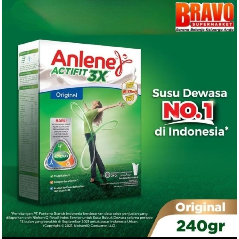 

ANLENE Actifit 3X 240gr Vanilla // Original // Cokelat