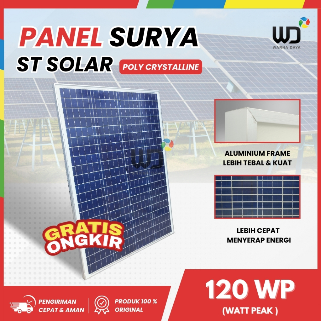 Panel Surya / Solar Panel  ST Solar 120WP Poly Free Packing Kayu