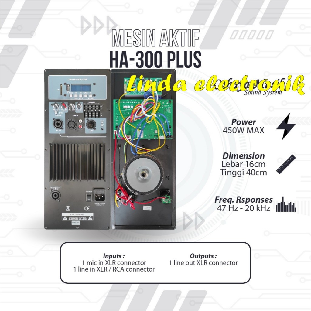 mesin speaker aktif power kit aktif ha300 plus / ha 300 plus original