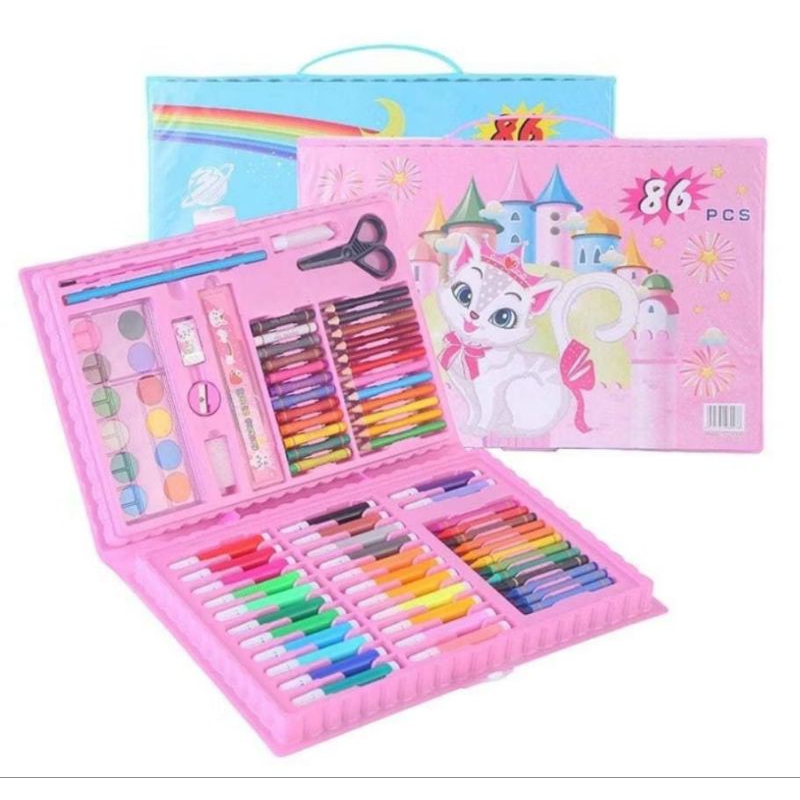 

[ZEN] Crayon Anak Art Set 86Pcs Case Box Mewarnai Menggambar Murah