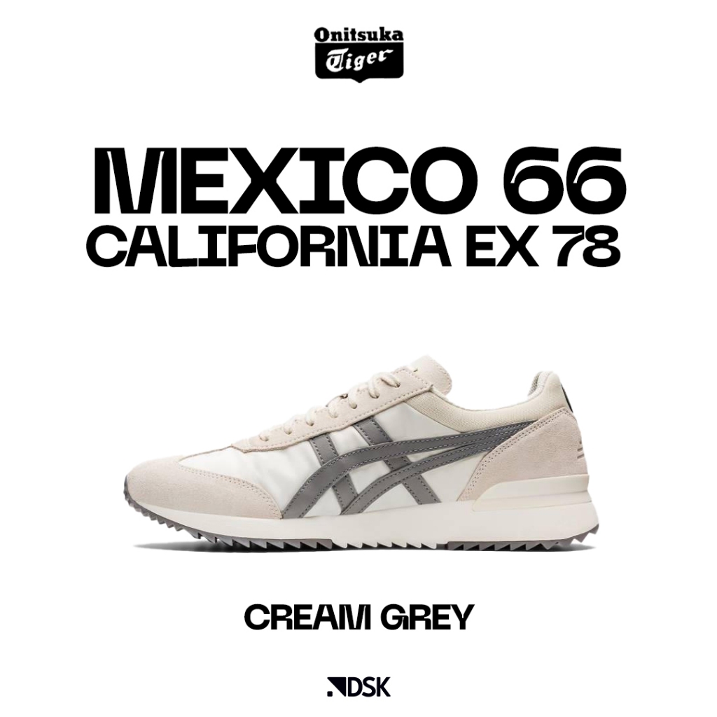 0nitsuka Tiger Mexico 66 California EX 78 Cream Grey 100% ORlGINAL Sneakers Casual Pria Wanita Sepat