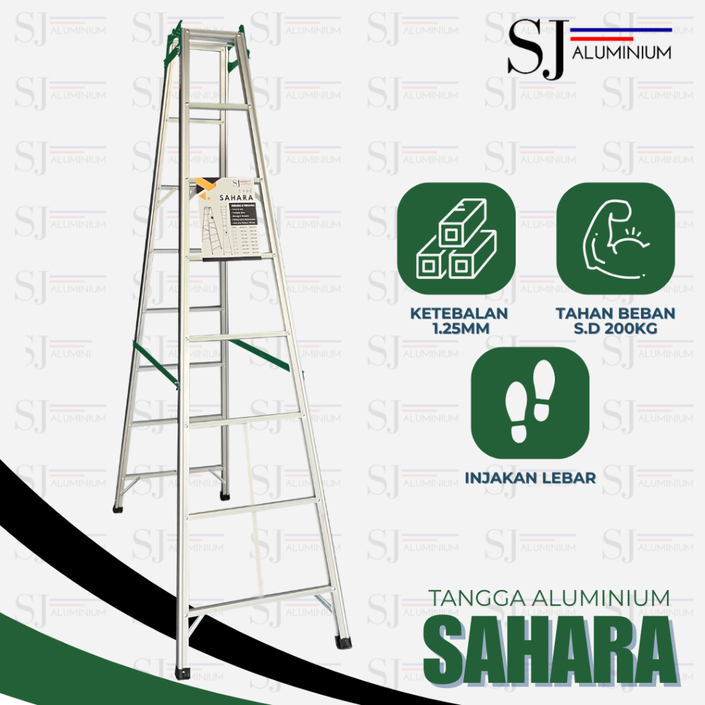 TANGGA SAHARA - Tangga Lipat Aluminium - Tangga Aluminium / Aluminium Ladder - JUMBO Hijau 2,5 M / 2