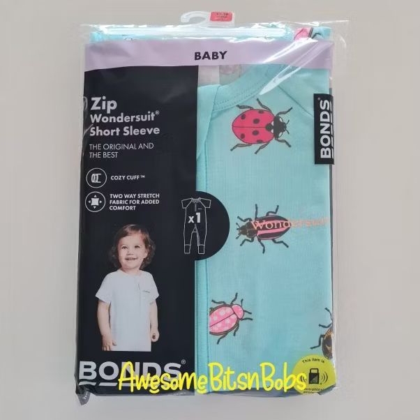 Bonds Zippy Short Sleeve Wondersuit Size 1 12-18 Months