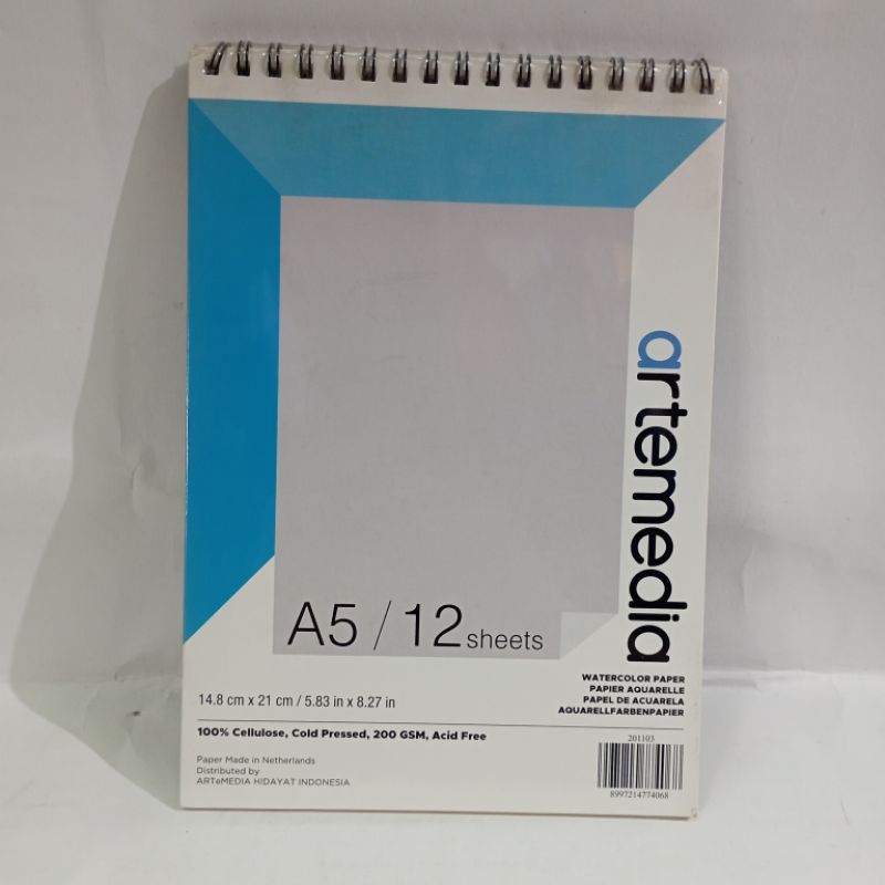 

ARTEMEDIA WATERCOLOR PAPER A5 200gsm (12 lembar) / pcs