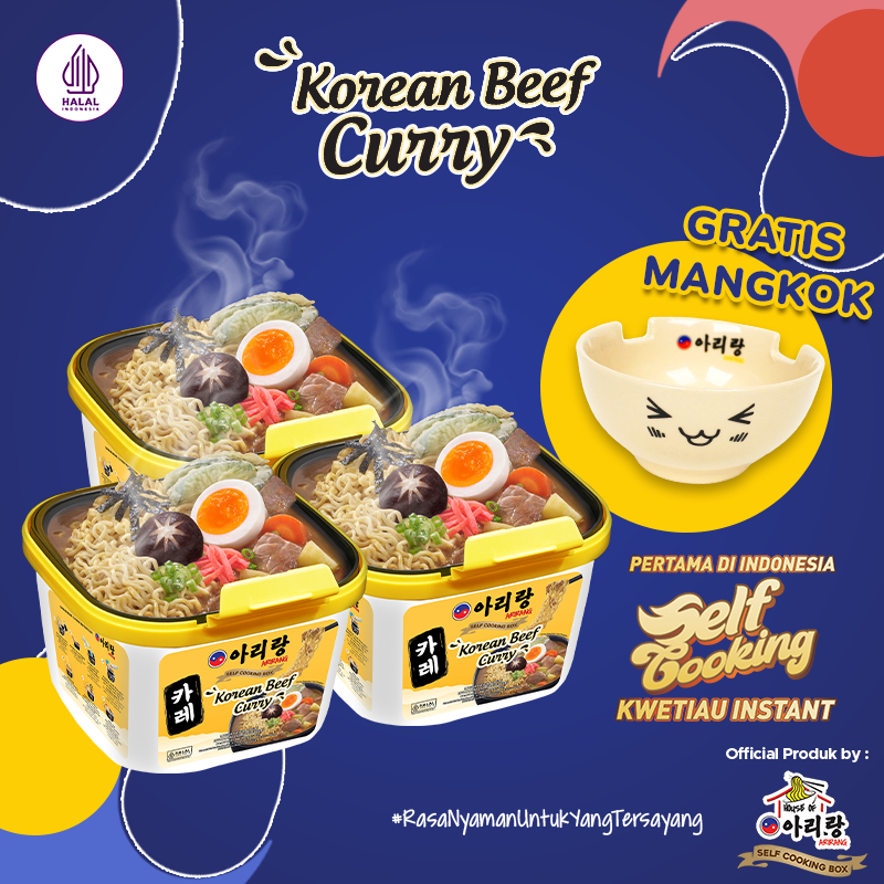 

3 Pcs Arirang Self Cooking Box Korean Beef Curry + Mangkok