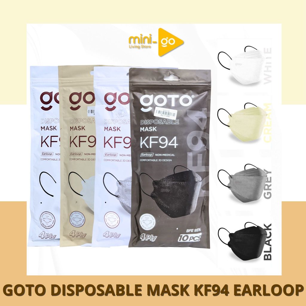 GOTO DISPOSABLE MASK KF94/MASKER KF94/MASKER MEDIS/Earloop Face Mask Kesehatan KF94 4Ply