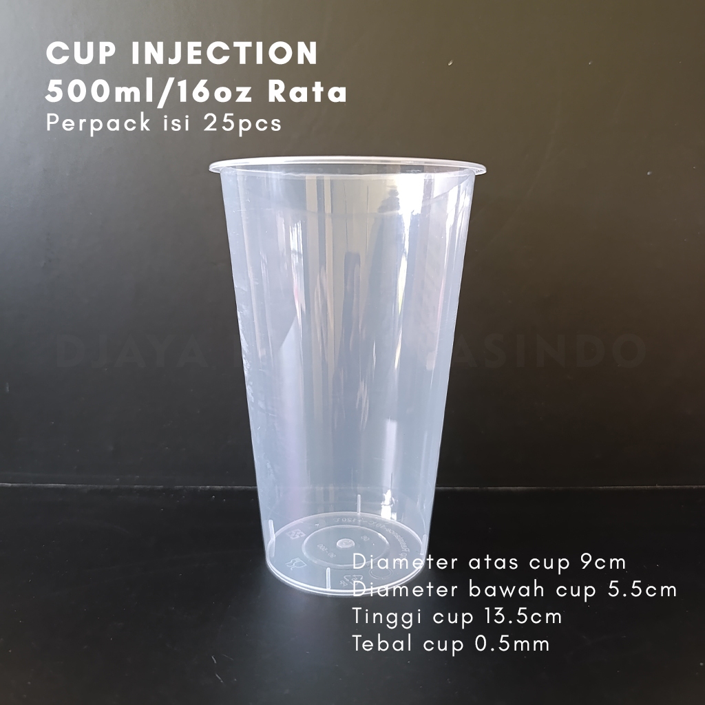 Cup Injection 500ml 16oz Tebal Gelas Plastik Thinwall Cup Injection Rata Isi 25 Pcs