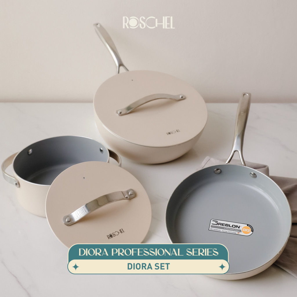 Panci Roschel Diora Set Ceramic Series Greblon Anti Lengket