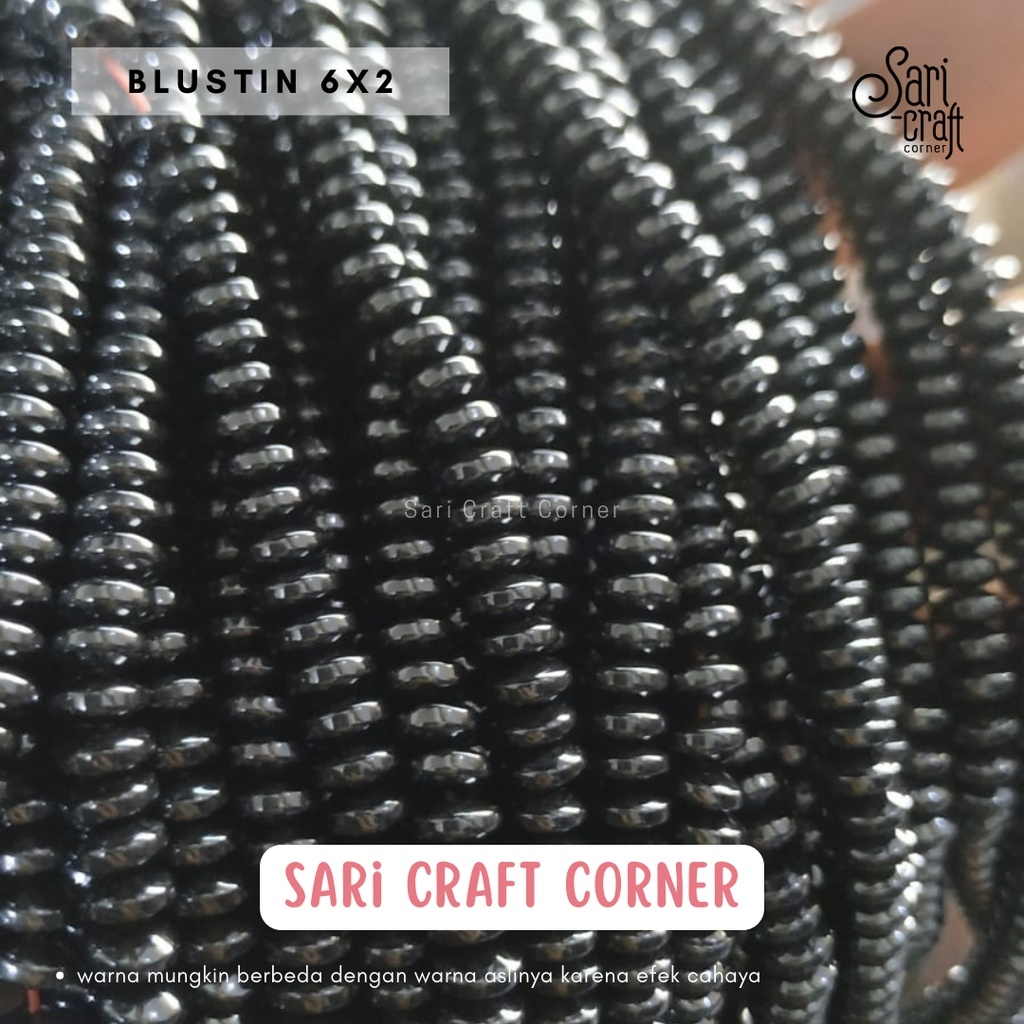 Per Untai - Blustin Gepeng 6x2mm Bagus- Manik Batu Blustin Bulat Pipih