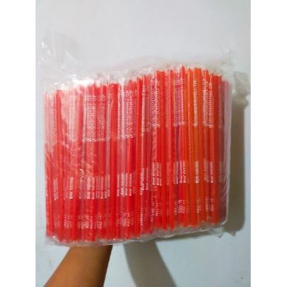 Sedotan Steril 6 mm x 20 cm Merah OXO (500 pcs) / Sedotan Murah.