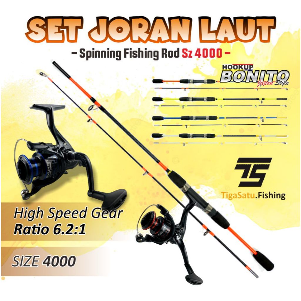 Satu Set Joran Pancing Laut Japan Style Max Drag 16kg dan Reel 4000 6000 1 Set Lengkap Mancing Kolam