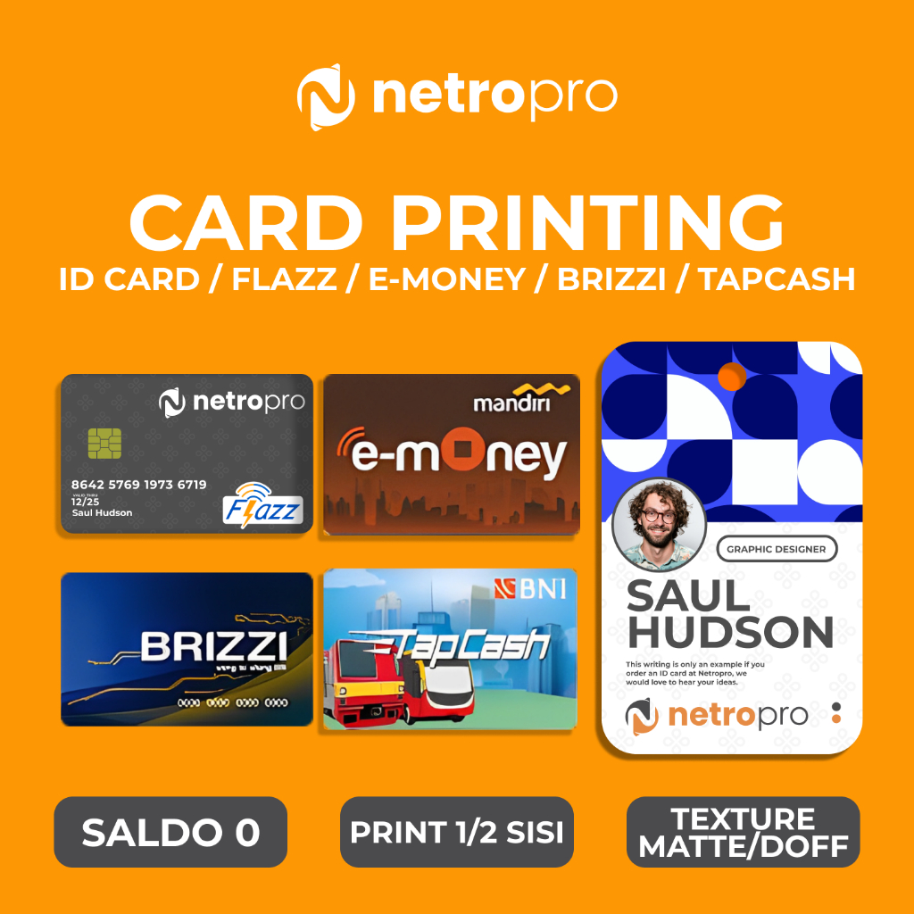 Kartu Uang Elektronik Flazz E-Money Brizzi Tapcash E-Toll emoney etoll ID Card Kantor Print Custom B