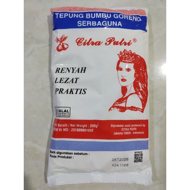 

Tepung Citra Putri 250 gram - Tepung Bumbu Goreng Serbaguna