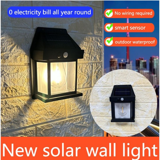 RB { COD } Lampu Dinding Solar model rumah Interaction Wall Lamp Tenaga Surya Sensor BK-888