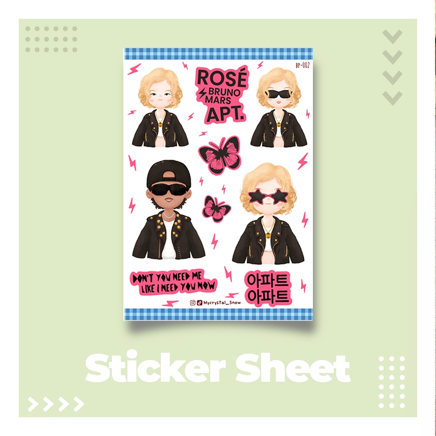 

Sticker Sheet | Rose Blackpink APT | Perfect For Deco and Journalling