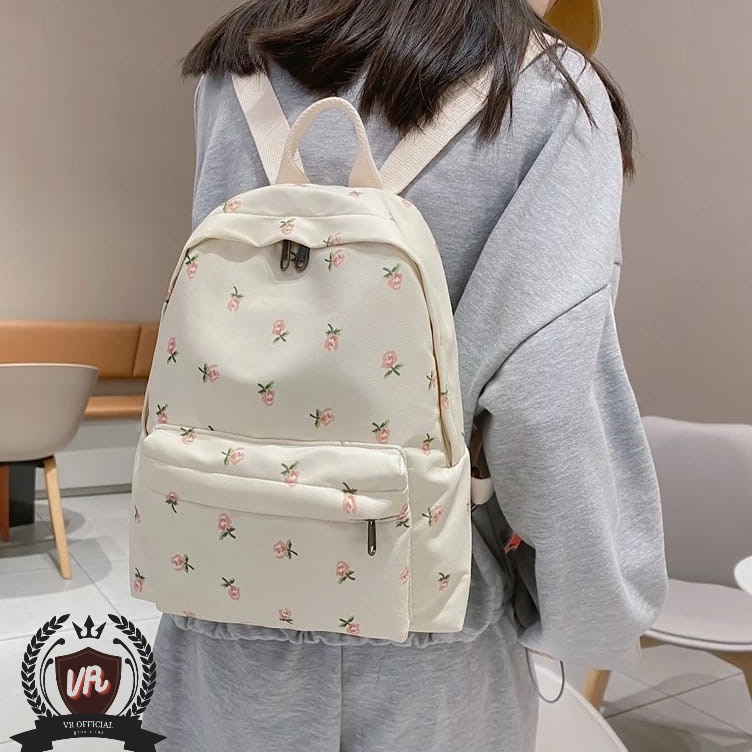 Hanya disini Alika Bag  Tas Ransel Mini Wanita Gambar Bunga Kasual Tas Buku Anak Perempuan Tas Sekol