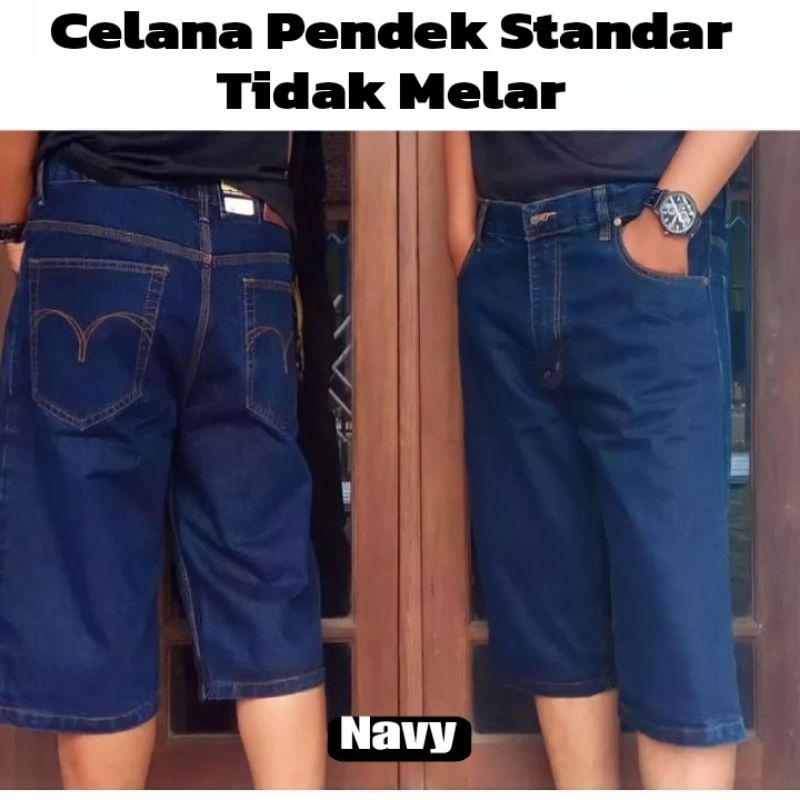 Celana pendek pria jeans bawah lutut