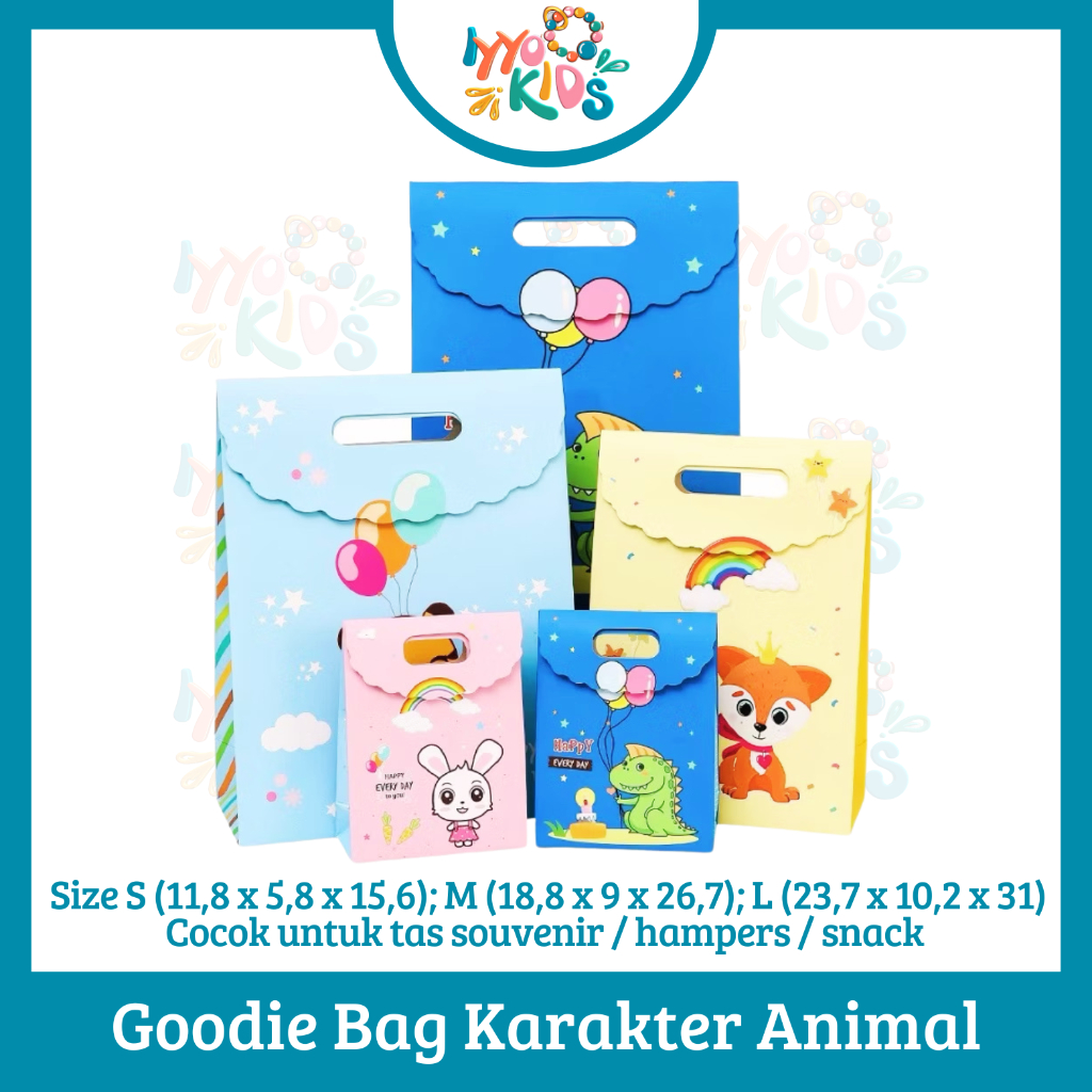 

IYYO KIDS | GB77 Goodie Bag Karakter Animal / Tas Ulang Tahun Lucu / Tas Bingkisan Ulang Tahun / Paper Bag Bingkisan / Goodie Bag Lucu Anak