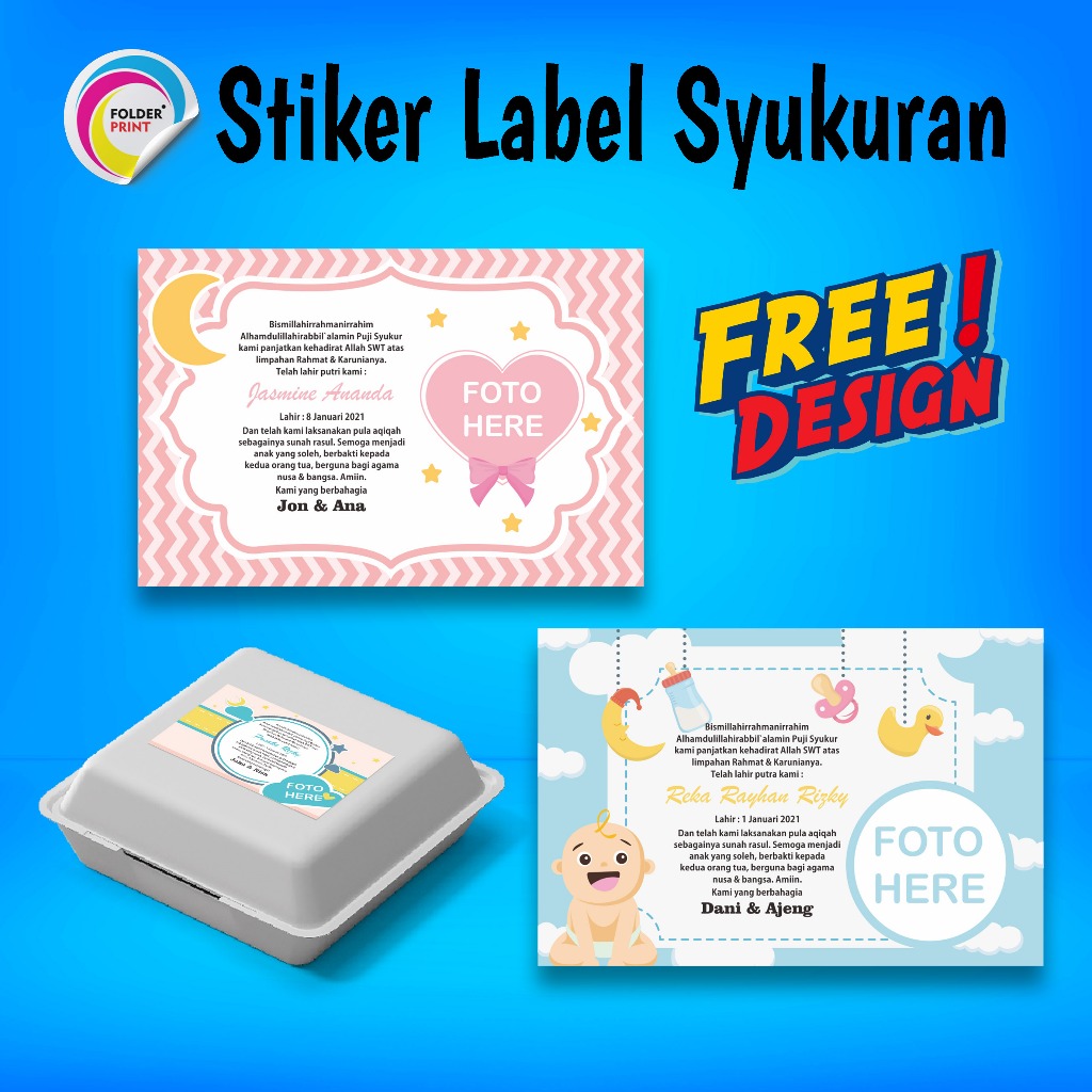 

Stiker Label Syukuran Aqiqah Kelahiran Anak Free Design