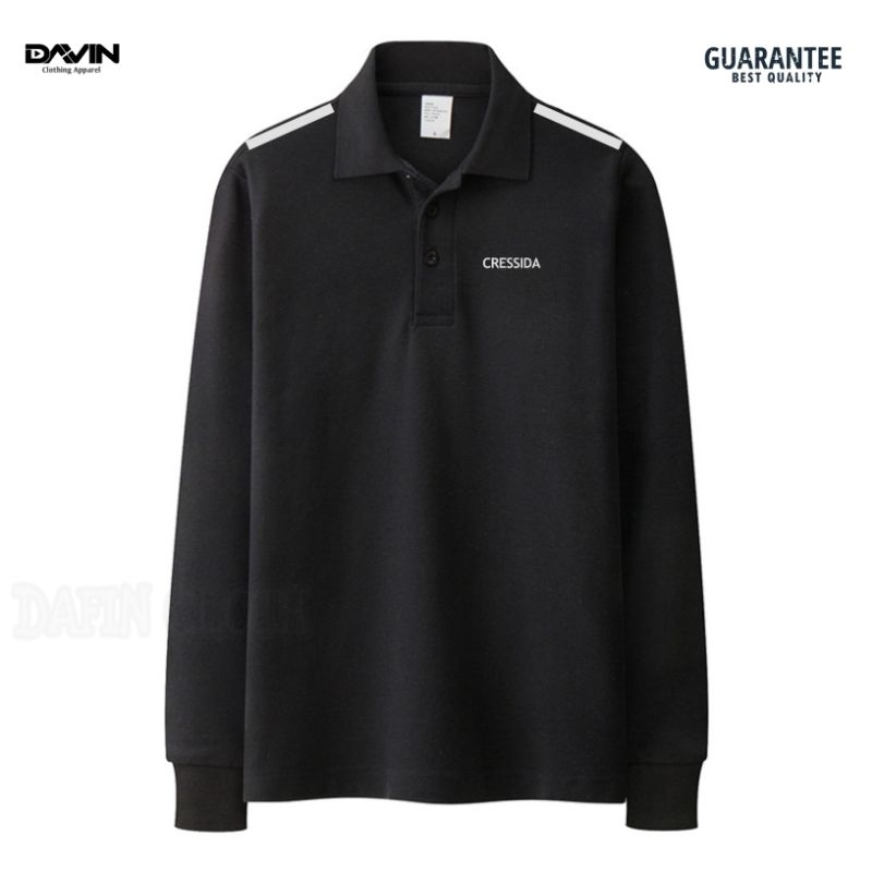 Kaos Kerah Pria Polo shirt Lengan Panjang Cressida Shoulder Strip