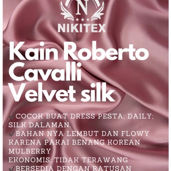 Kain Satin Velvet Silk Roberto Cavalli bridesmaid per 5meter kondangan gamis Bahan Satin Velvet Brid