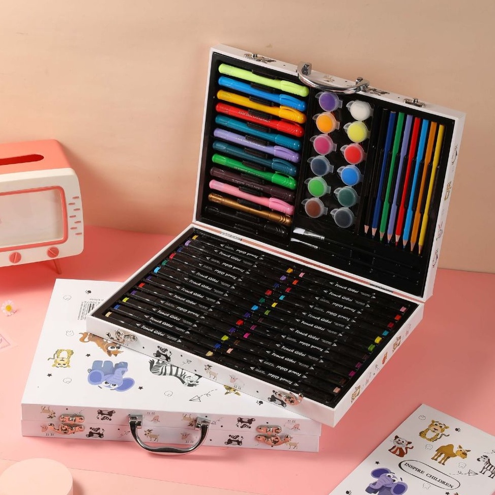 

Paling Laku WD Crayon Set 58pcs Koper Aluminium Besi Krayon Pensil Warna 58 Pcs Box Alat Lukis Anak Koper Set CR 58