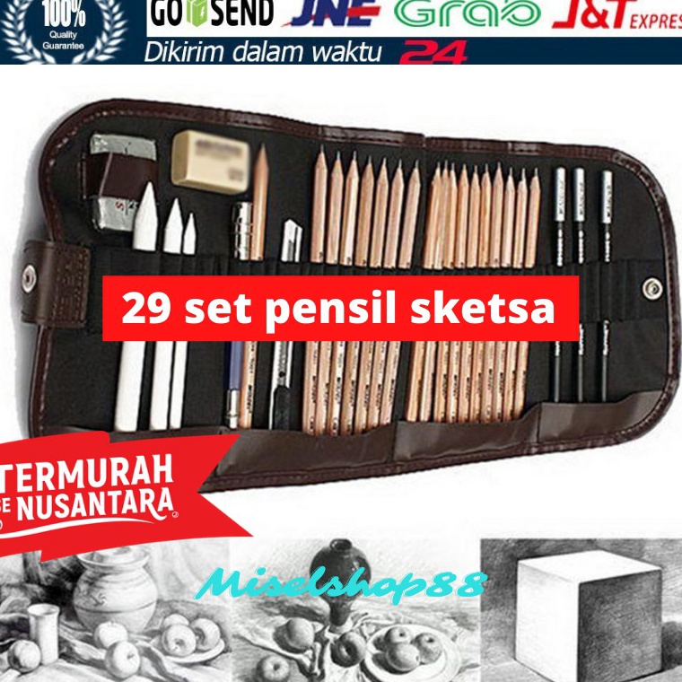 

Hadir Terheboh set 29 pensil sketsa gambar sketch drawing pencil free pouch exclusive