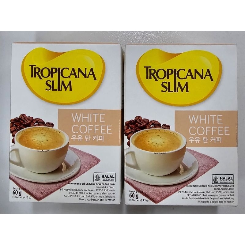 

Tropicana Slim White Coffe 60g Box (isi 4pcs×15g) - Minuman Serbuk Kopi, Krimer&Susu