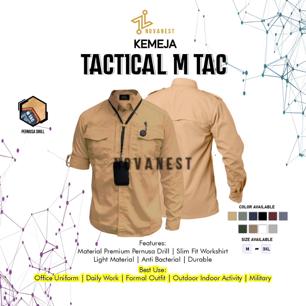 NOVANEST - Kemeja Pria Wanita Tactical M-TAC Outdoor Lengan Panjang Material Pernusa Ripstop Cotton 