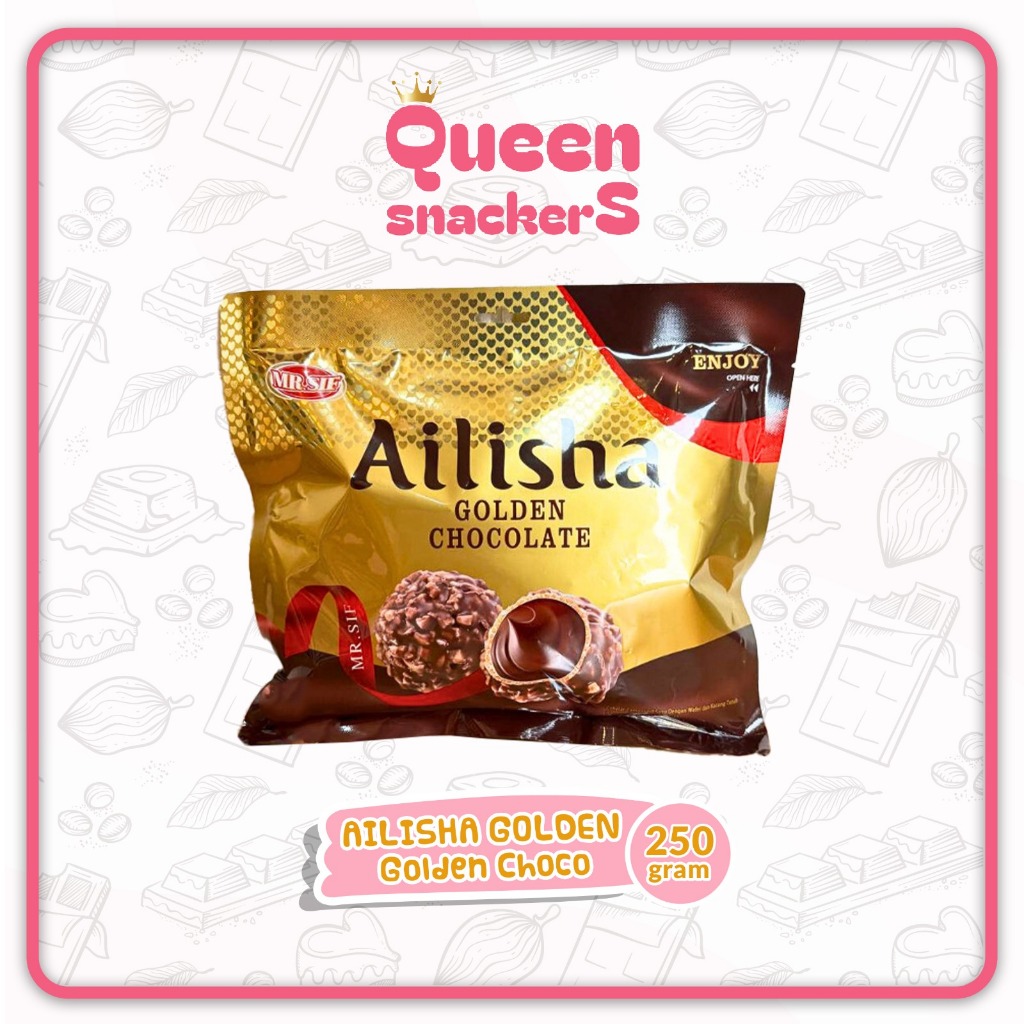 

Ailisha Golden Chocolate 250g Ailisha Cookie Coated Chocolate - Rasa Golden Chocolate 250GR Wafer Ball