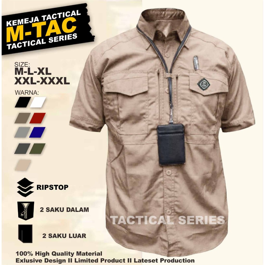 Baju Kemeja Tactical M-Tac Lengan Pendek / Kemeja PDL Taktikal Lapangan pria Pendek