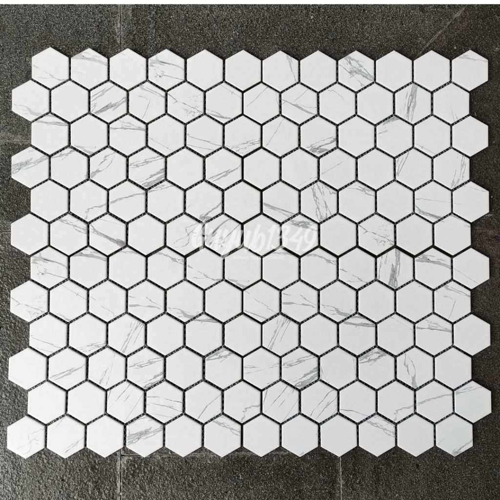 Keramik Mosaic Mozaik Mosaik Mozaic Terlaris Interior Hexagonal Cove Tile Type White Carrara Matt
