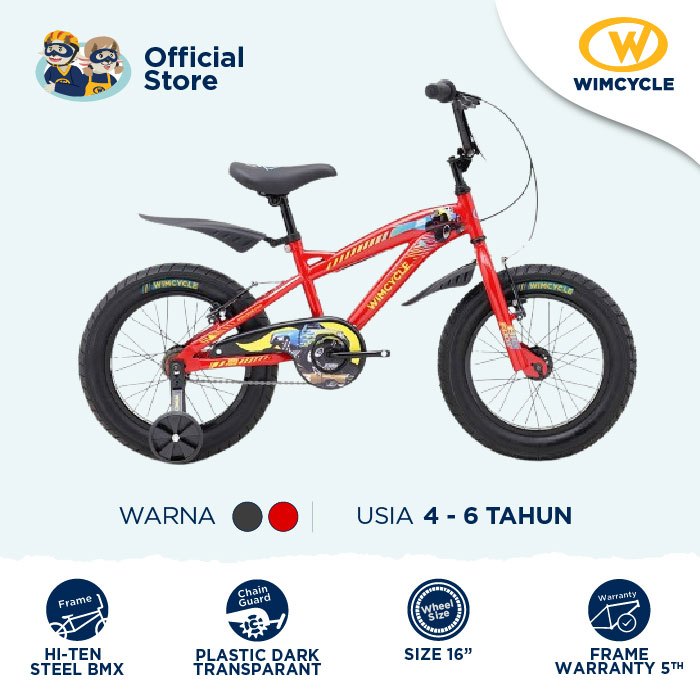 Sepeda Anak BMX 16" Wimcycle Big Foot 16" Road Series – Merah