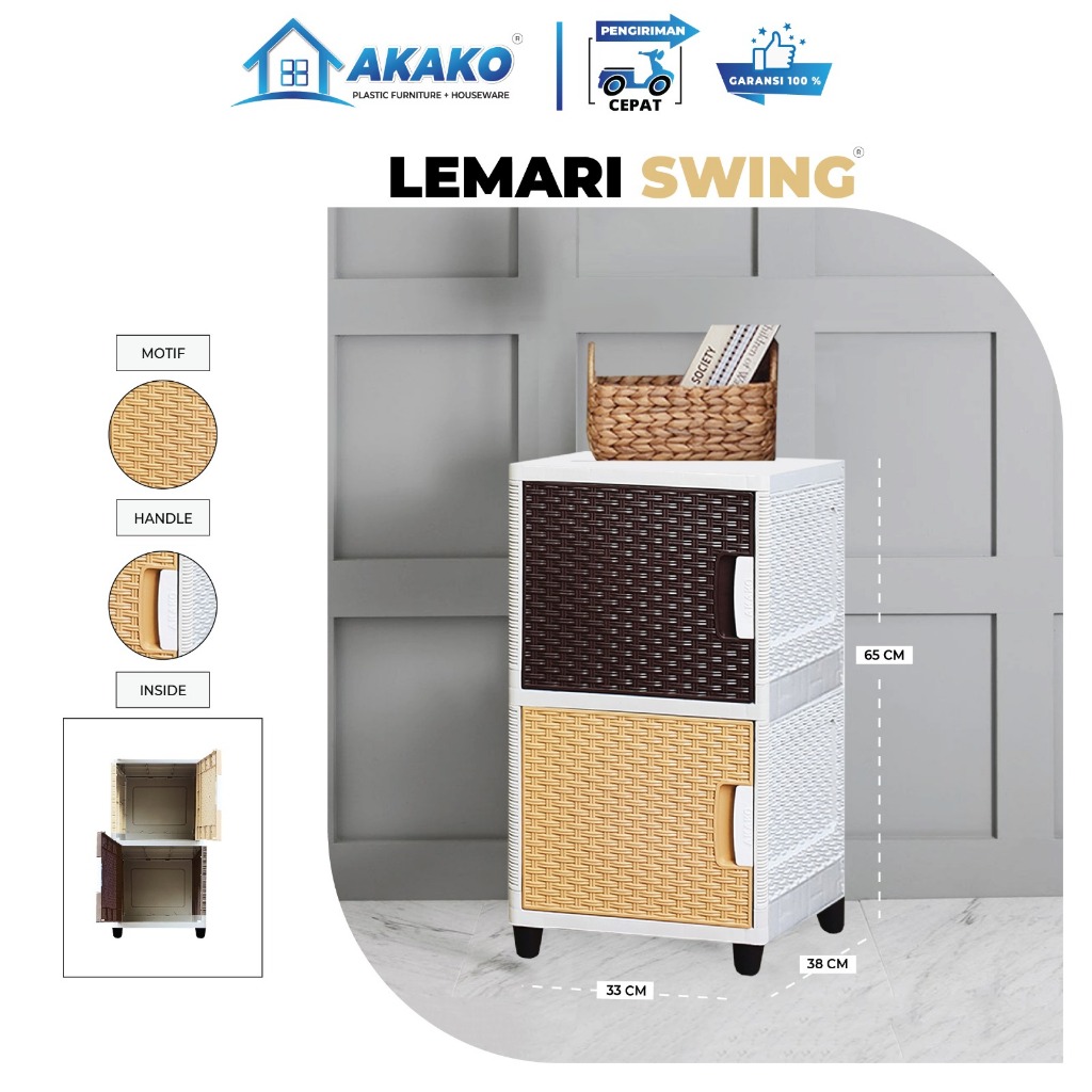 Akako - Lemari Pakaian Swing 1 Pintu Susun 2