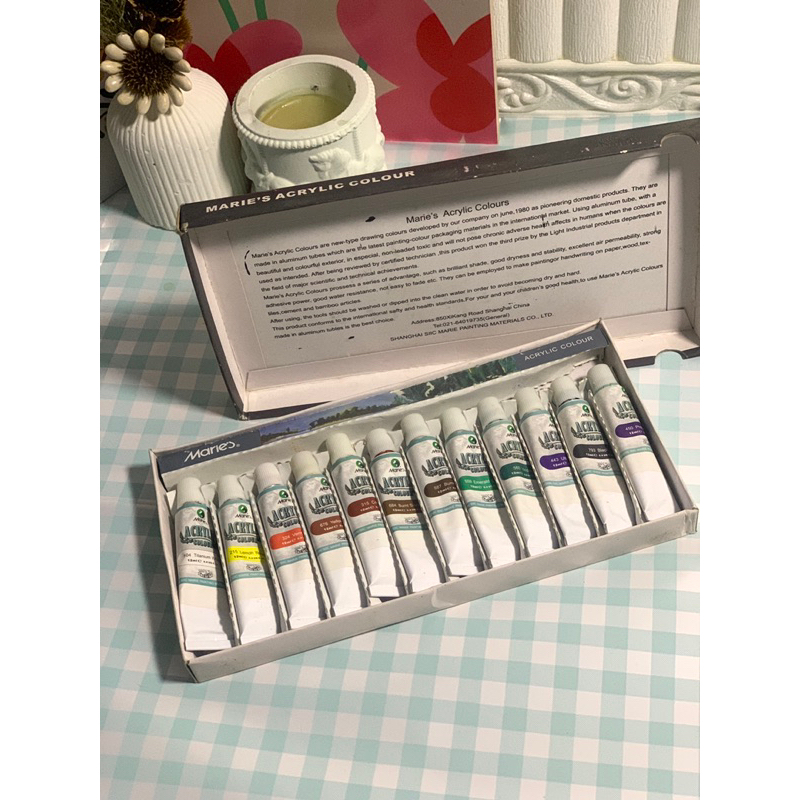 

Cat Acrylic Maries 12 Warna / Acrylic Colours Maries 12 W / Cat Akrilik Lukis
