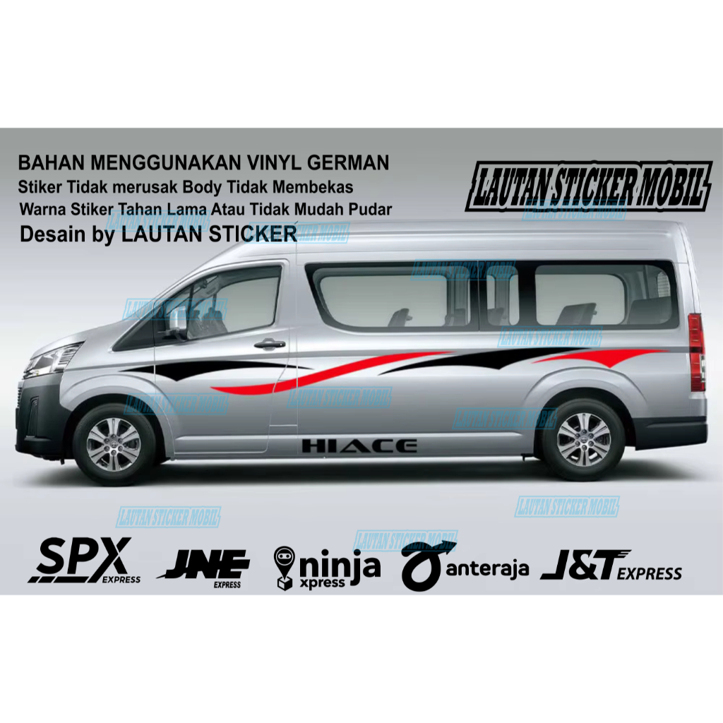 cutting sticker hiace stiker list body samping mobil toyota hiace keren
