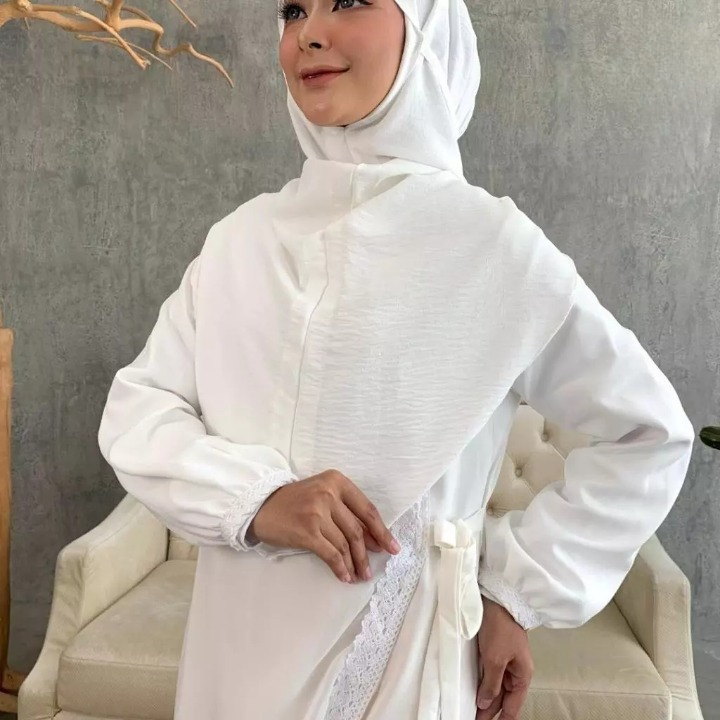 Abaya Wanita Baju Muslim Wanita Busana Muslim Umroh Haji Gamis Shiffon Putih