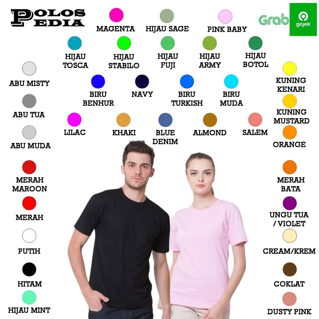 KAOS POLOS Cotton Combed 30s Lengan Pendek Pria dan Wanita UNISEX
