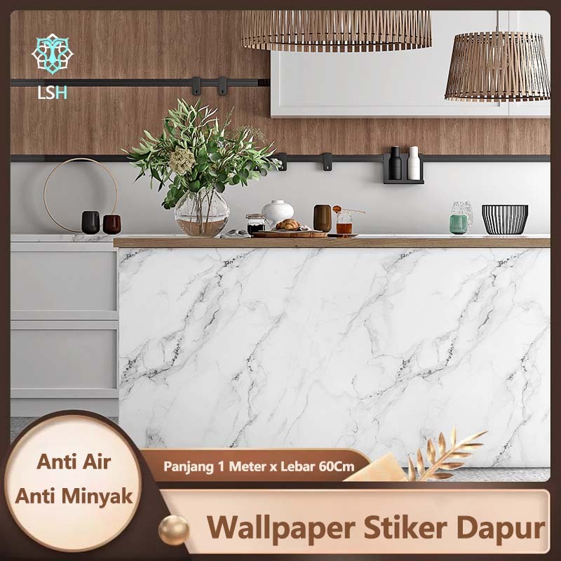 Wallpaper stiker dapur premium anti minyak dan anti air / wallpaper marble glossy/wallpaper dinding/