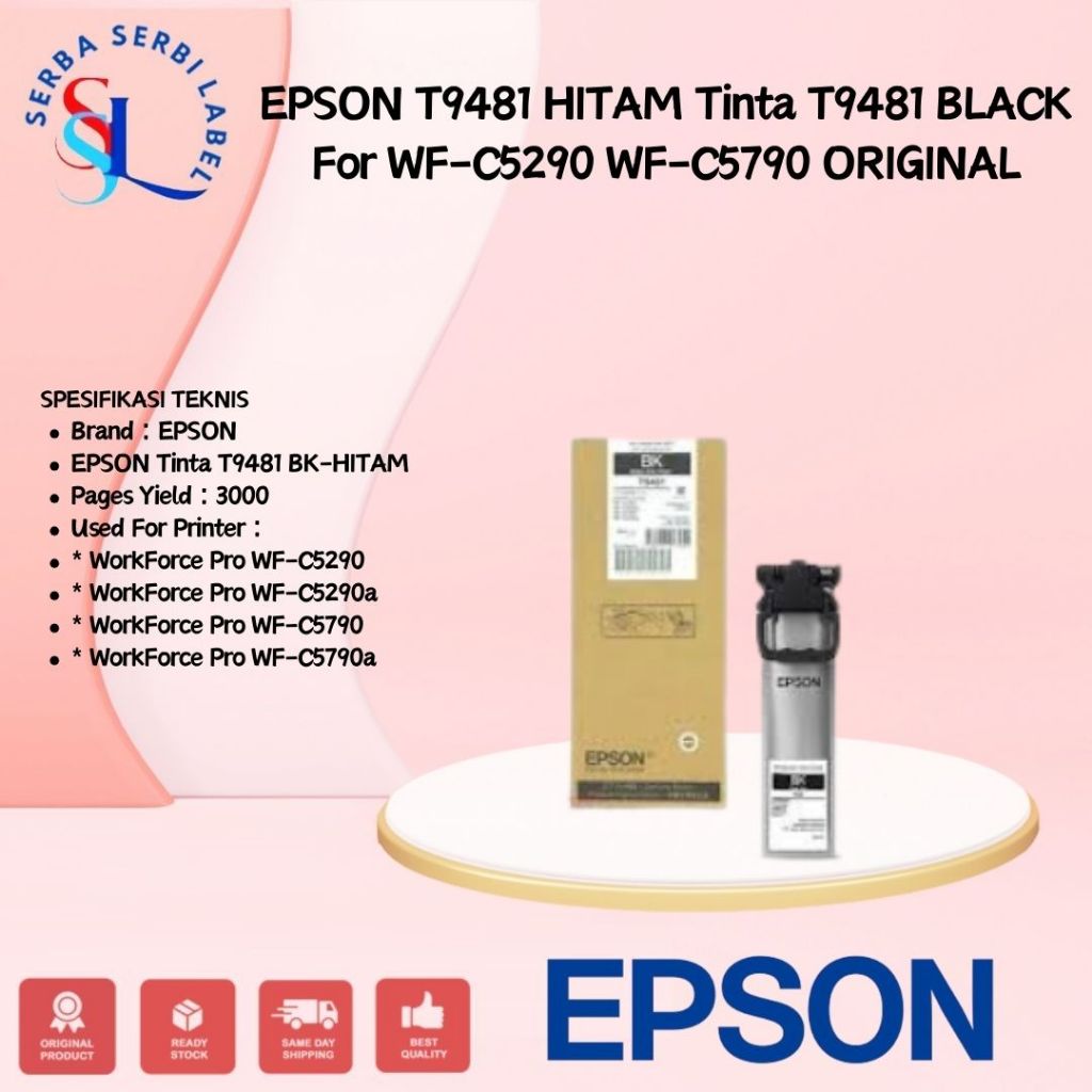 EPSON T9481 Black Tinta T948 Hitam For WF-C5290 WF-C5790 ORIGINAL