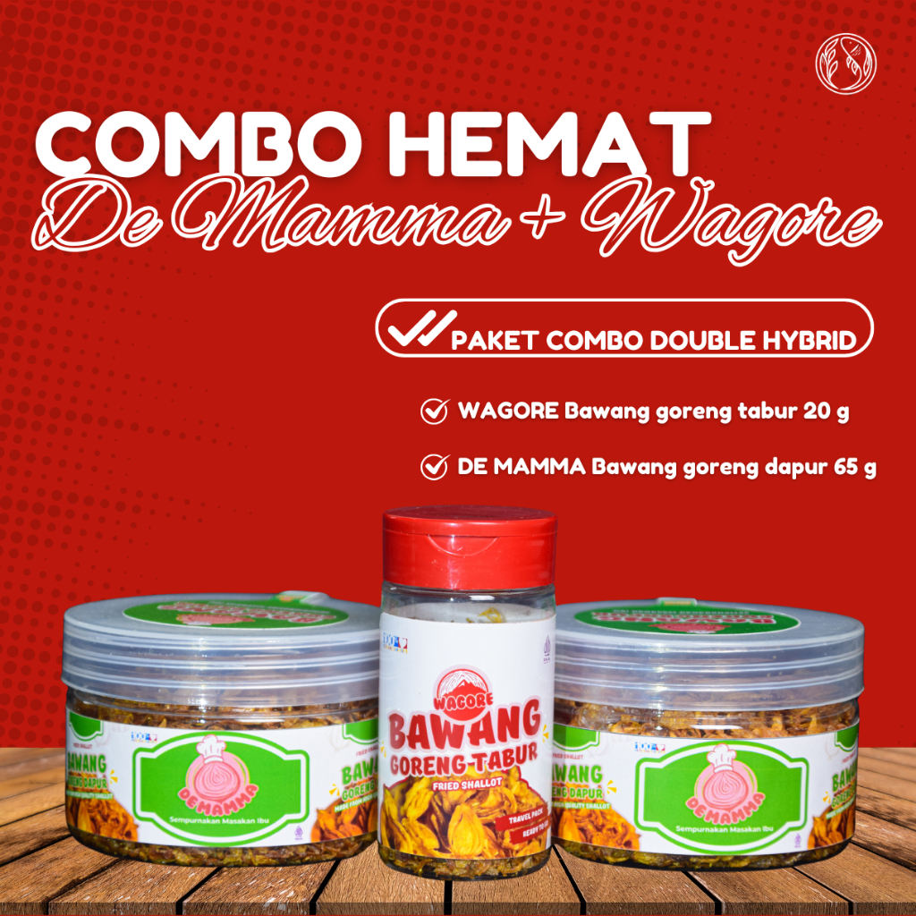 

Bawang goreng tanpa tepung beras/terigu. Kombo hemat DE MAMMA dan WAGORE dobel hybrid