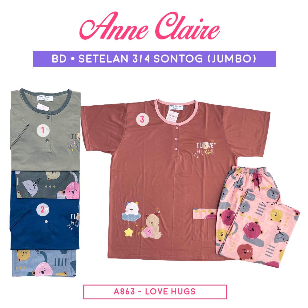 Setelan BD Lengan Pendek - Celana 3/4 Sontog  Jumbo / Big size XL / 2L (Kancing 3 & Kancing Full) An