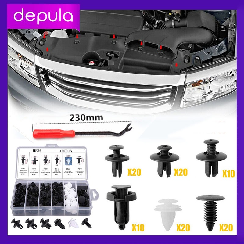 100PCS Baut Rivet Mobil Universal Klip Bumper Baut Body Plastik Motor Baut Kancing klip Mobil